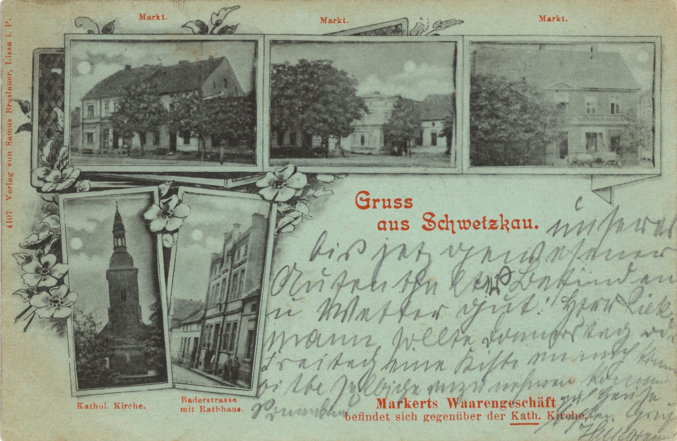 Święciechowa. Pocztówka wielotematyczna, 1900 rok, Leszno, Verlag von Samus Breslauer