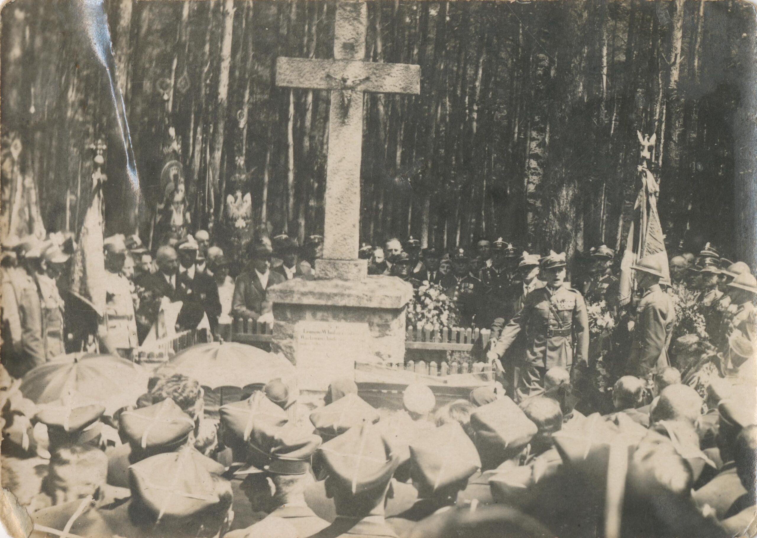 Trzebania. Uroczystość pod pomnikiem poległych powstańców, 1929 rok