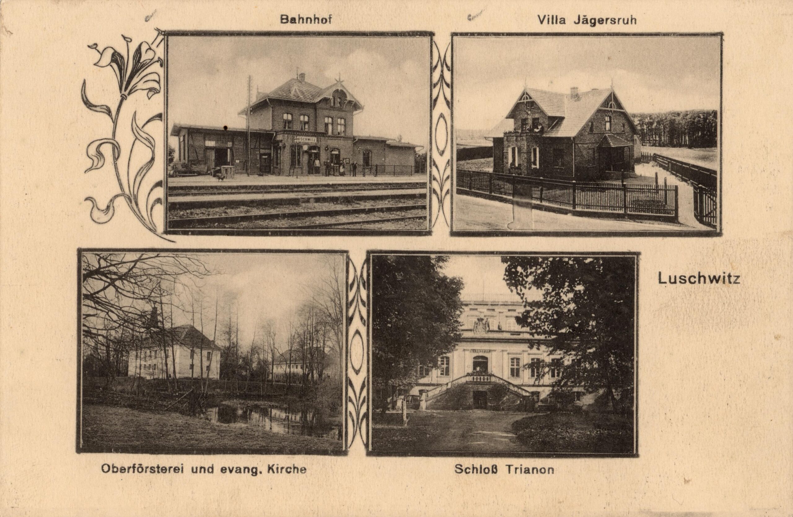 Włoszakowice. Pocztówka wielotematyczna, około 1915 roku, Leszno, Photographische Aufnahme und Verlag von Samus Breslauer