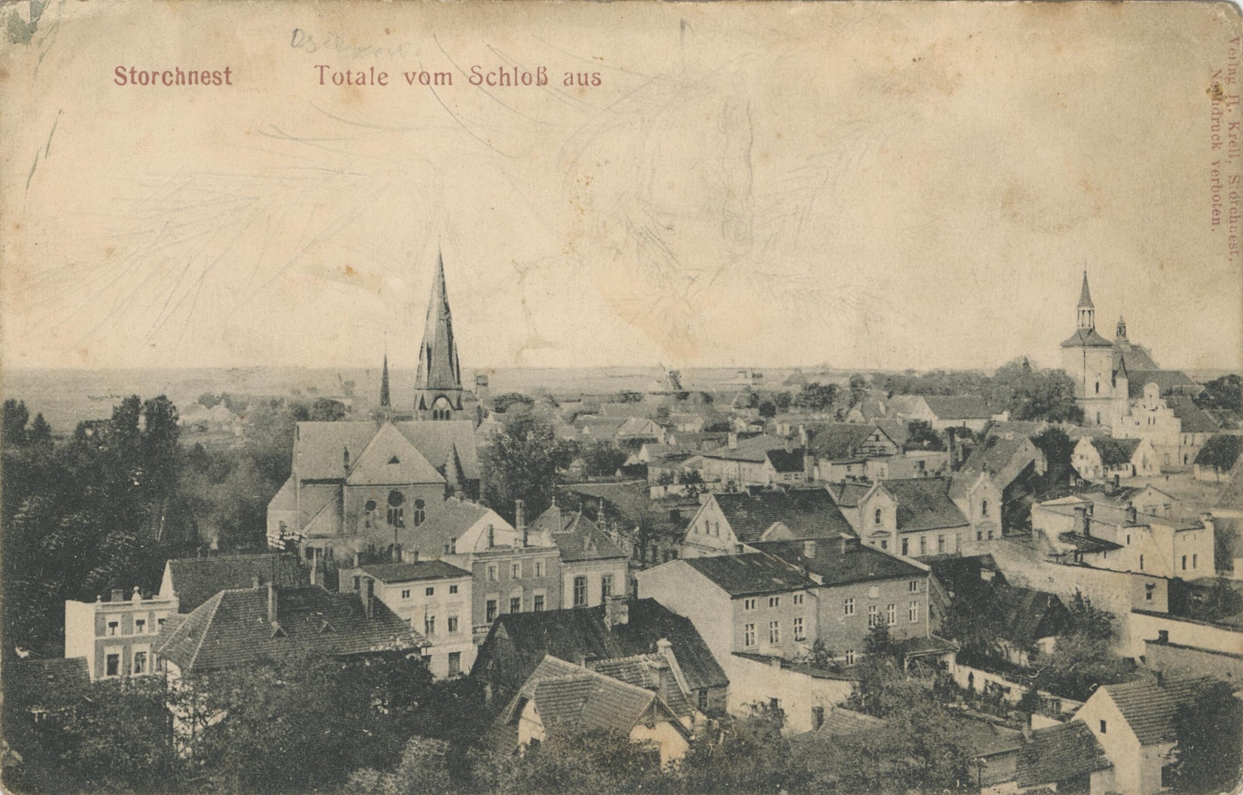 Osieczna. Panorama miasta, po 1918 roku, Osieczna, Verlag H. Krell