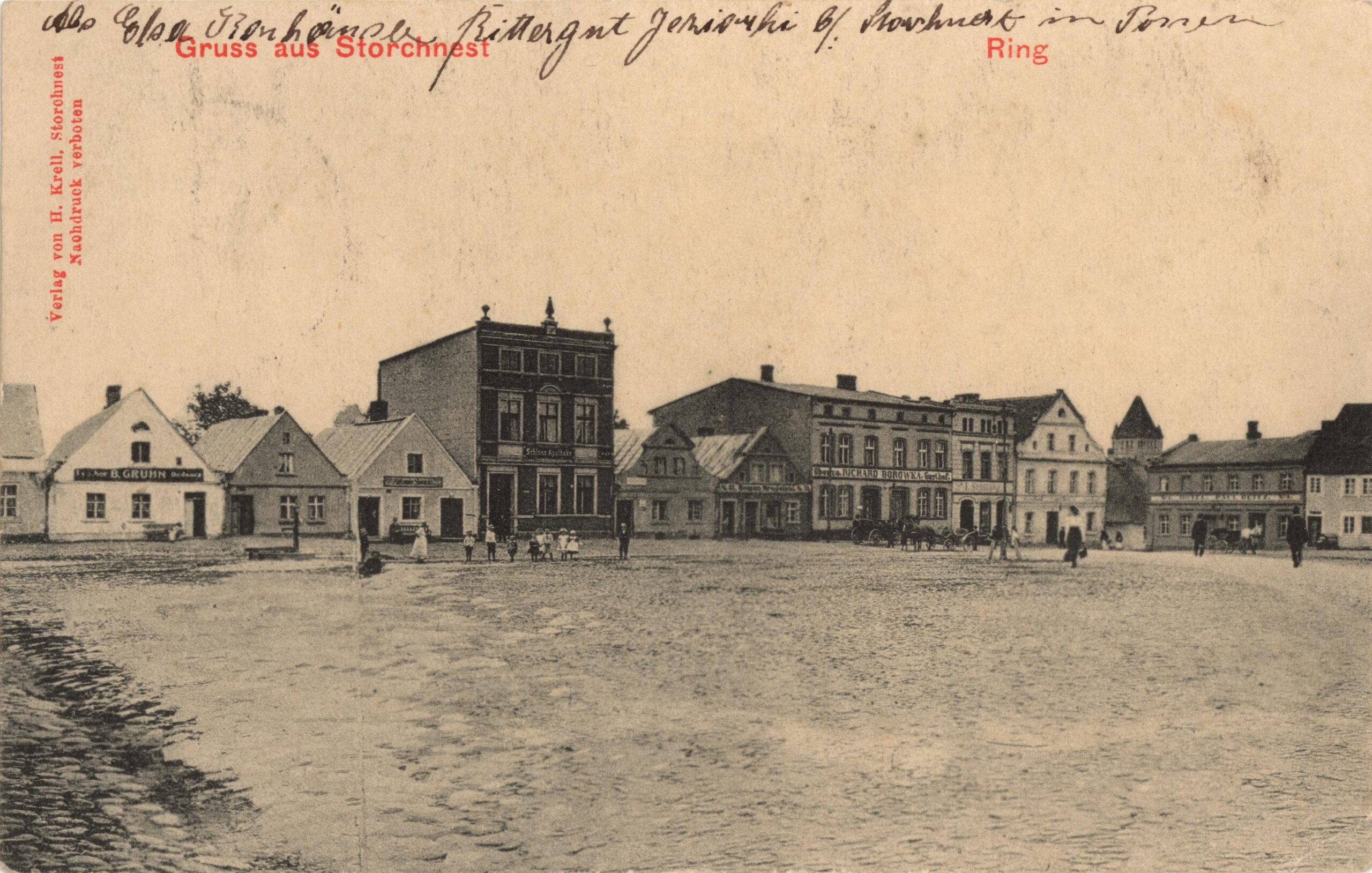 Osieczna. Rynek, około 1910 roku, Osieczna, Verlag H. Krell